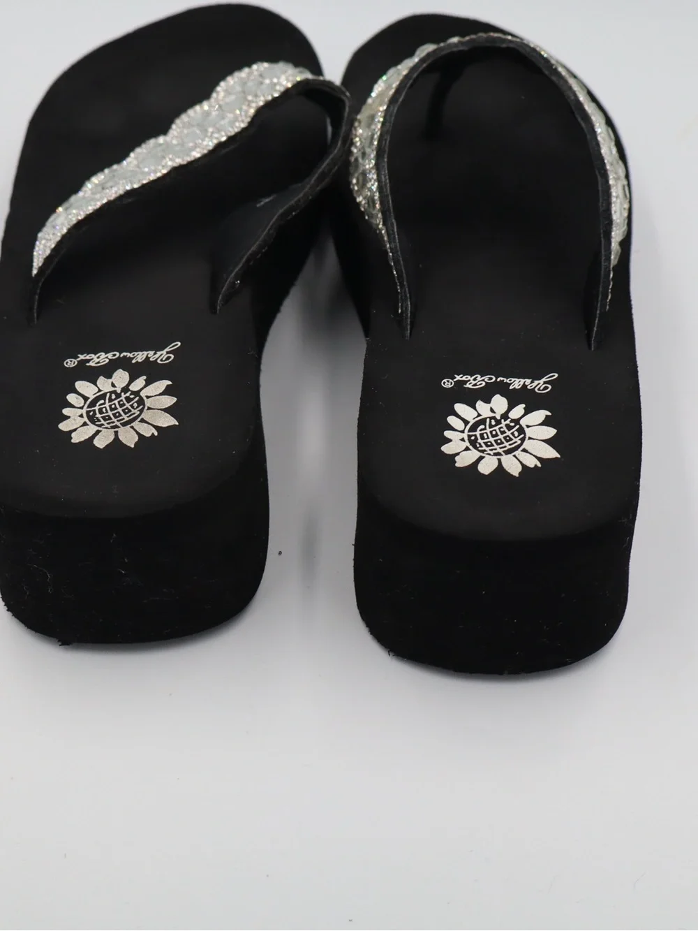 Yellow Box Black Jeweled Thong Sandals - Picture 3 of 7